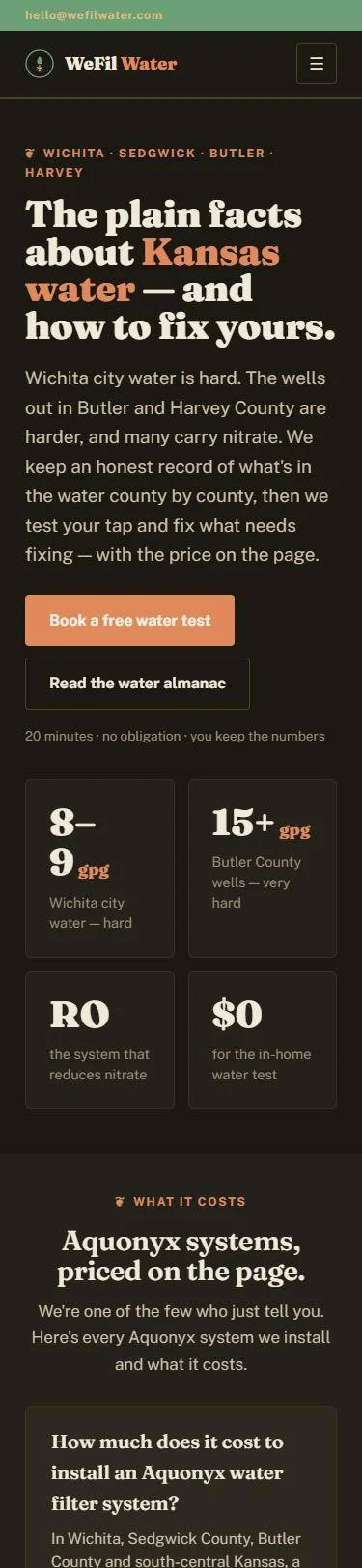 wefilwater.com on a phone: the plain facts about Kansas water and how to fix yours